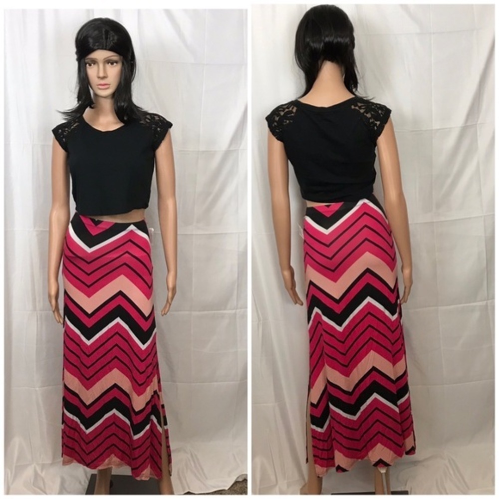 Charlotte Russe Geometric Maxi w Slits Size XS EUC